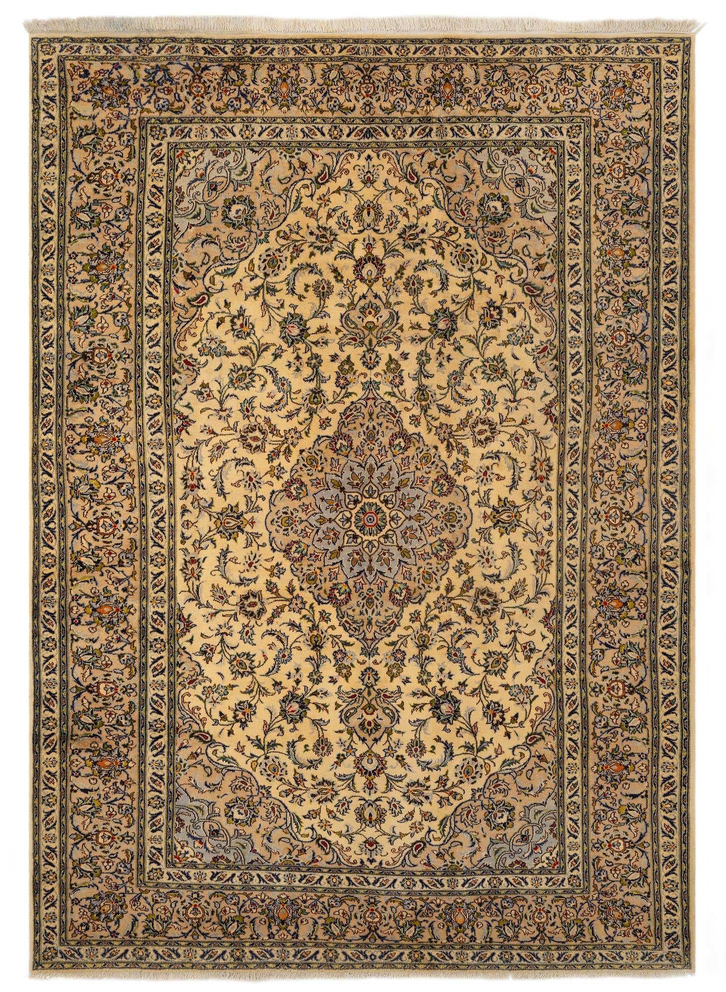8' x 11' 7 Hand Knotted Kashan Persian Wool Rug