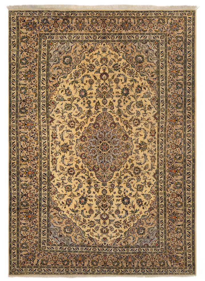 8' x 11' 7 Hand Knotted Kashan Persian Wool Rug