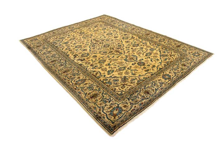 8' x 10' 3 Hand Knotted Kashan Persian Wool Rug