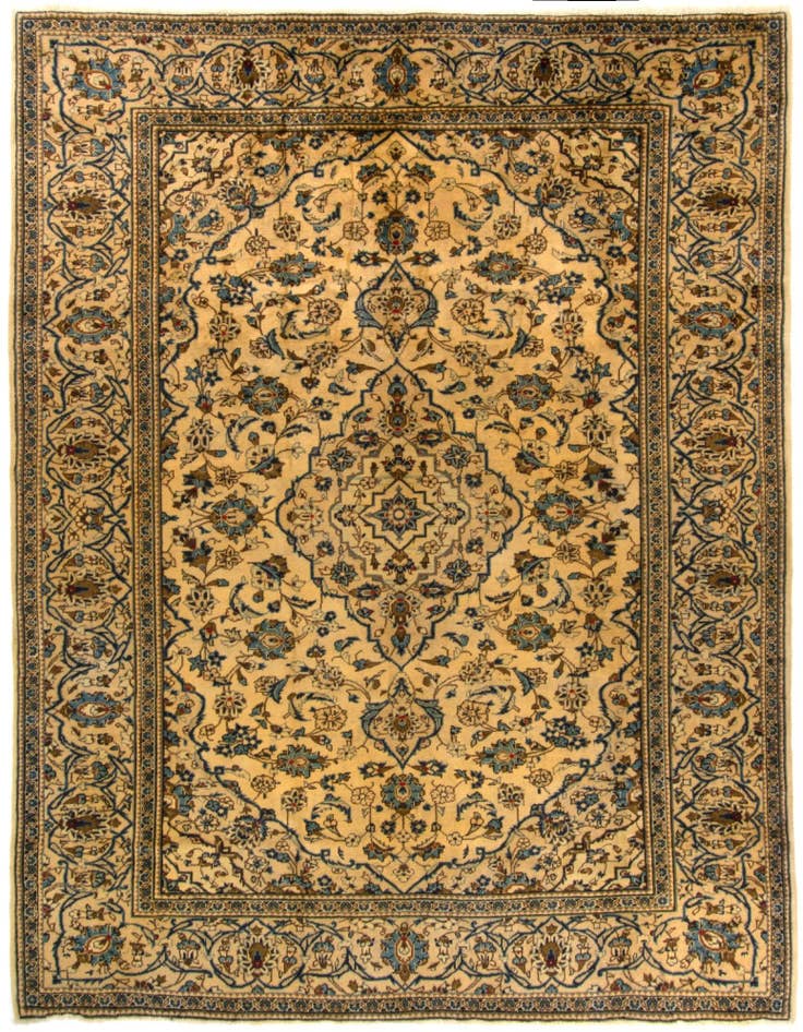 Detail image of 8' x 10' 3 Hand Knotted Kashan Persian Wool Rug