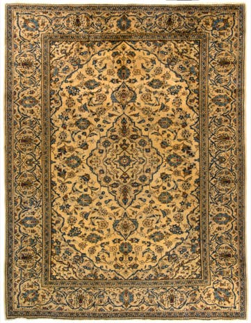 8' x 10' 3 Hand Knotted Kashan Persian Wool Rug