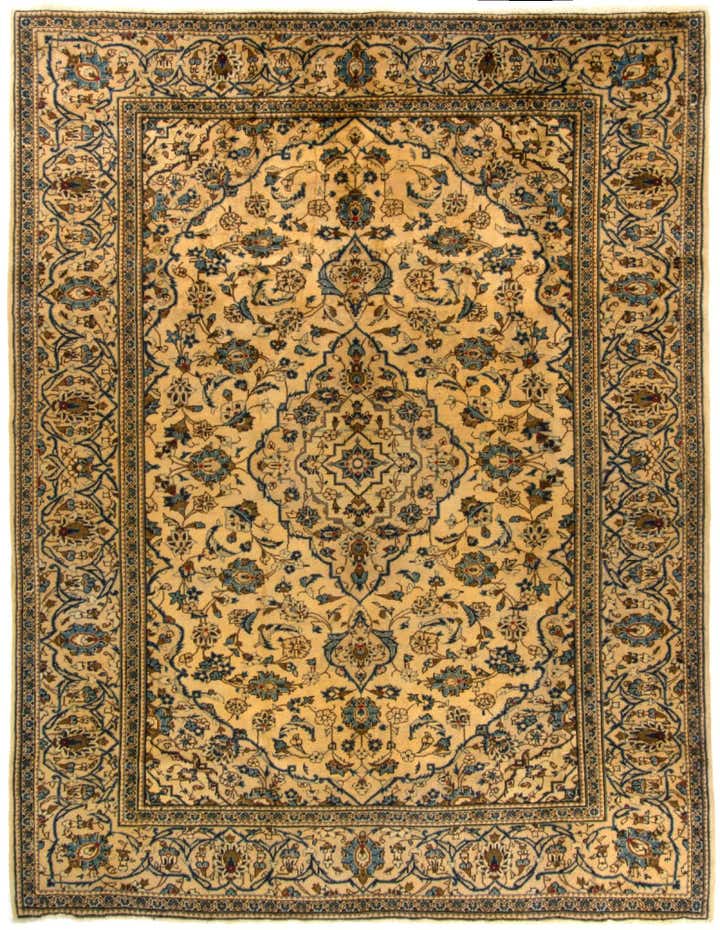 8' x 10' 3 Hand Knotted Kashan Persian Wool Rug