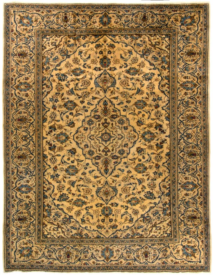 Detail image of 8' x 10' 3 Hand Knotted Kashan Persian Wool Rug
