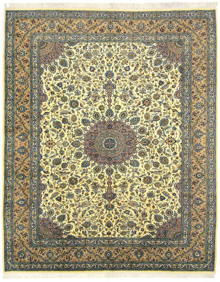 Detail image of 9' 9 x 13' 3 Hand Knotted Kashan Persian Wool Rug