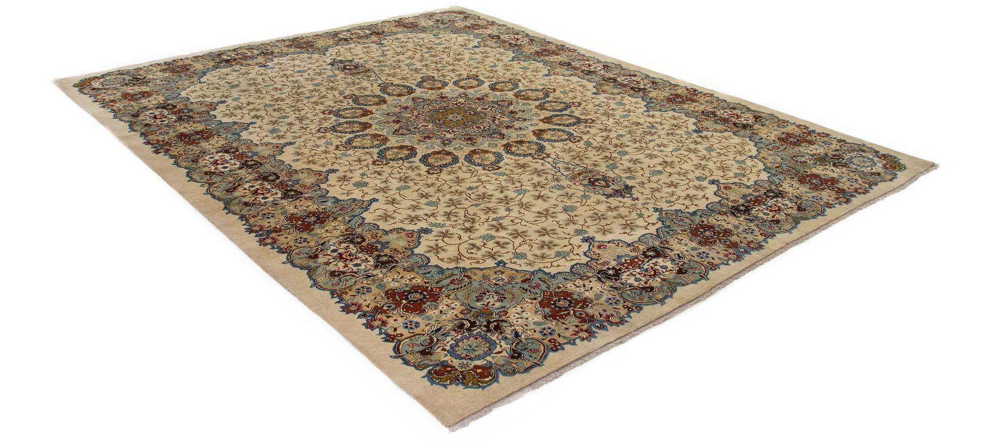 10' 8 x 13' 7 Hand Knotted Kashan Persian Wool Rug