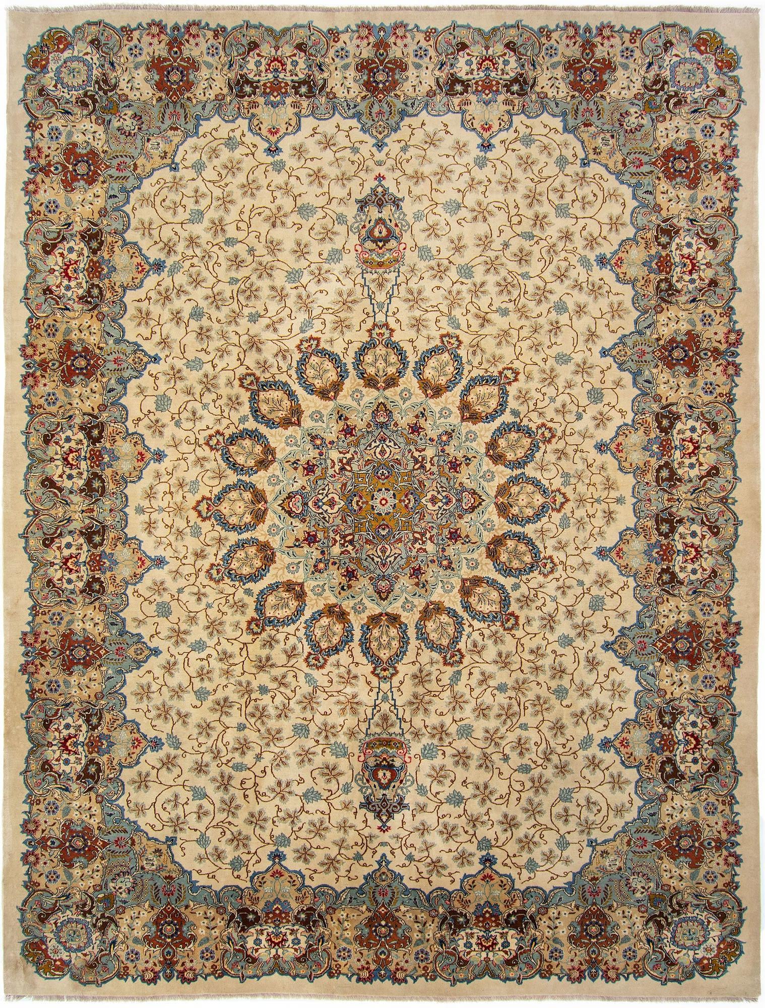 10' 8 x 13' 7 Hand Knotted Kashan Persian Wool Rug