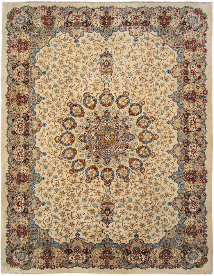 Detail image of 10' 8 x 13' 7 Hand Knotted Kashan Persian Wool Rug