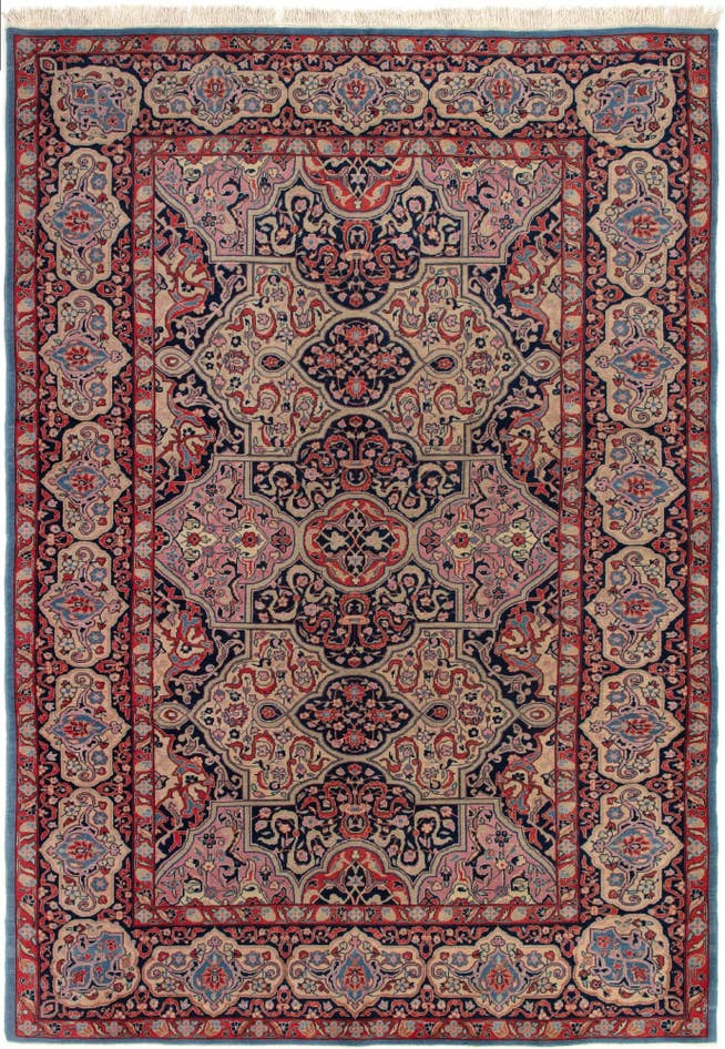 Detail image of 4' 5 x 6' 6 Hand Knotted Kashan Persian Rug