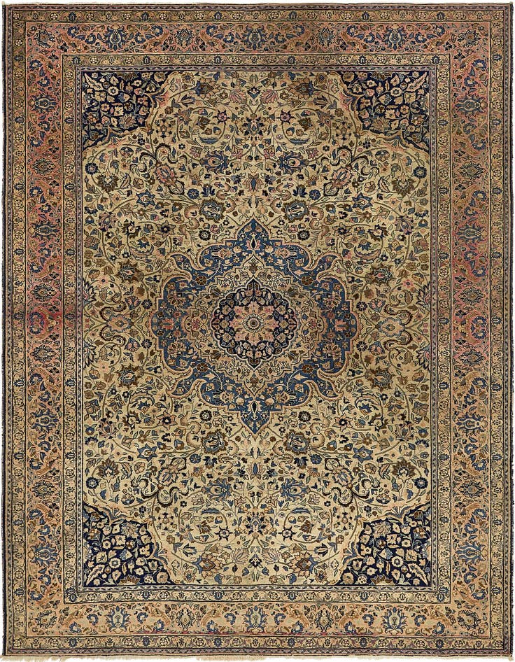 Detail image of 8' 2 x 11' 8 Hand Knotted Kashan Persian Wool Rug