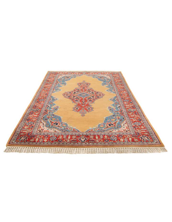 4' 3 x 6' 9 Hand Knotted Kashan Oriental Wool Rug