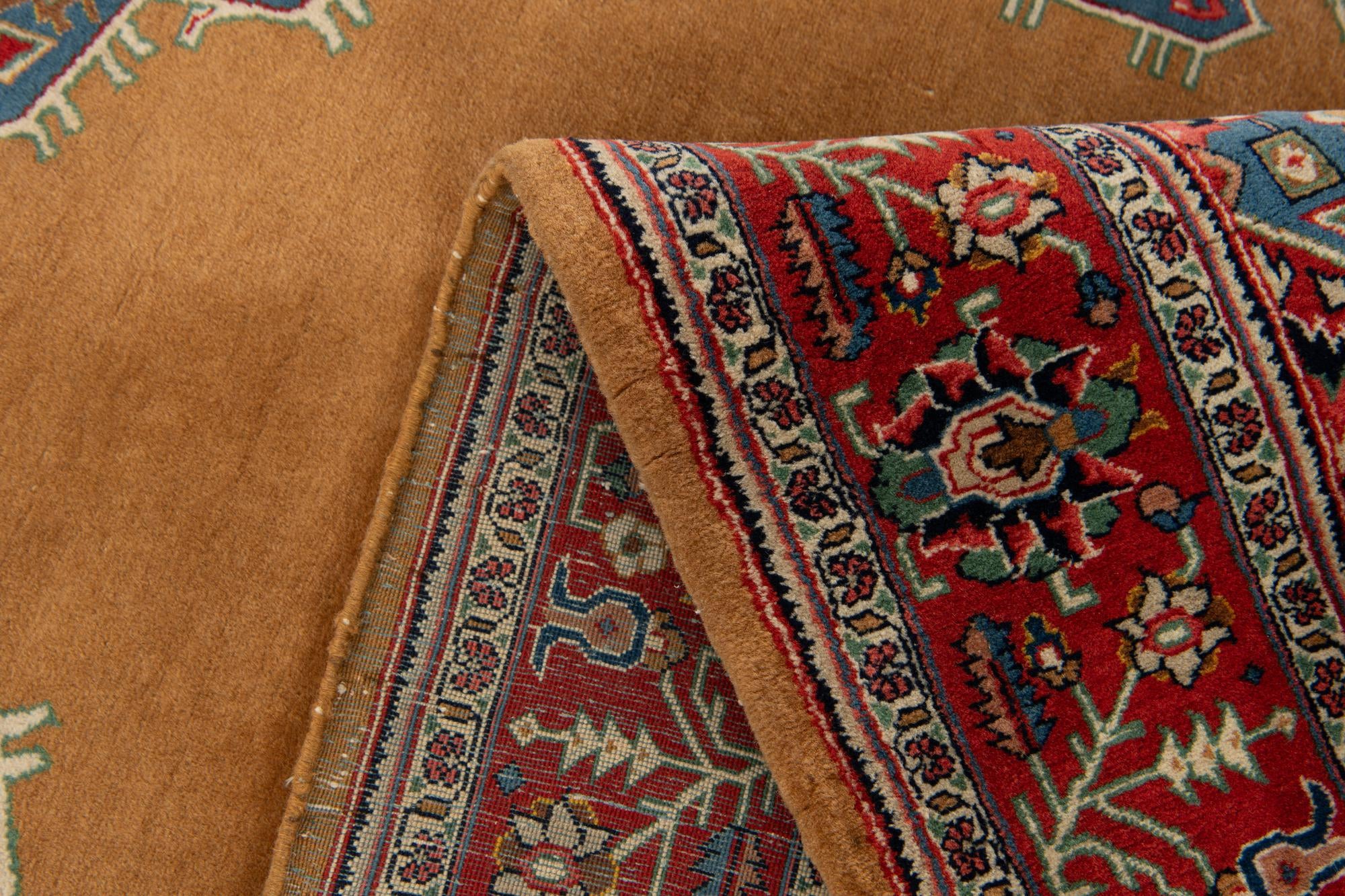 4' 3 x 6' 9 Hand Knotted Kashan Oriental Wool Rug