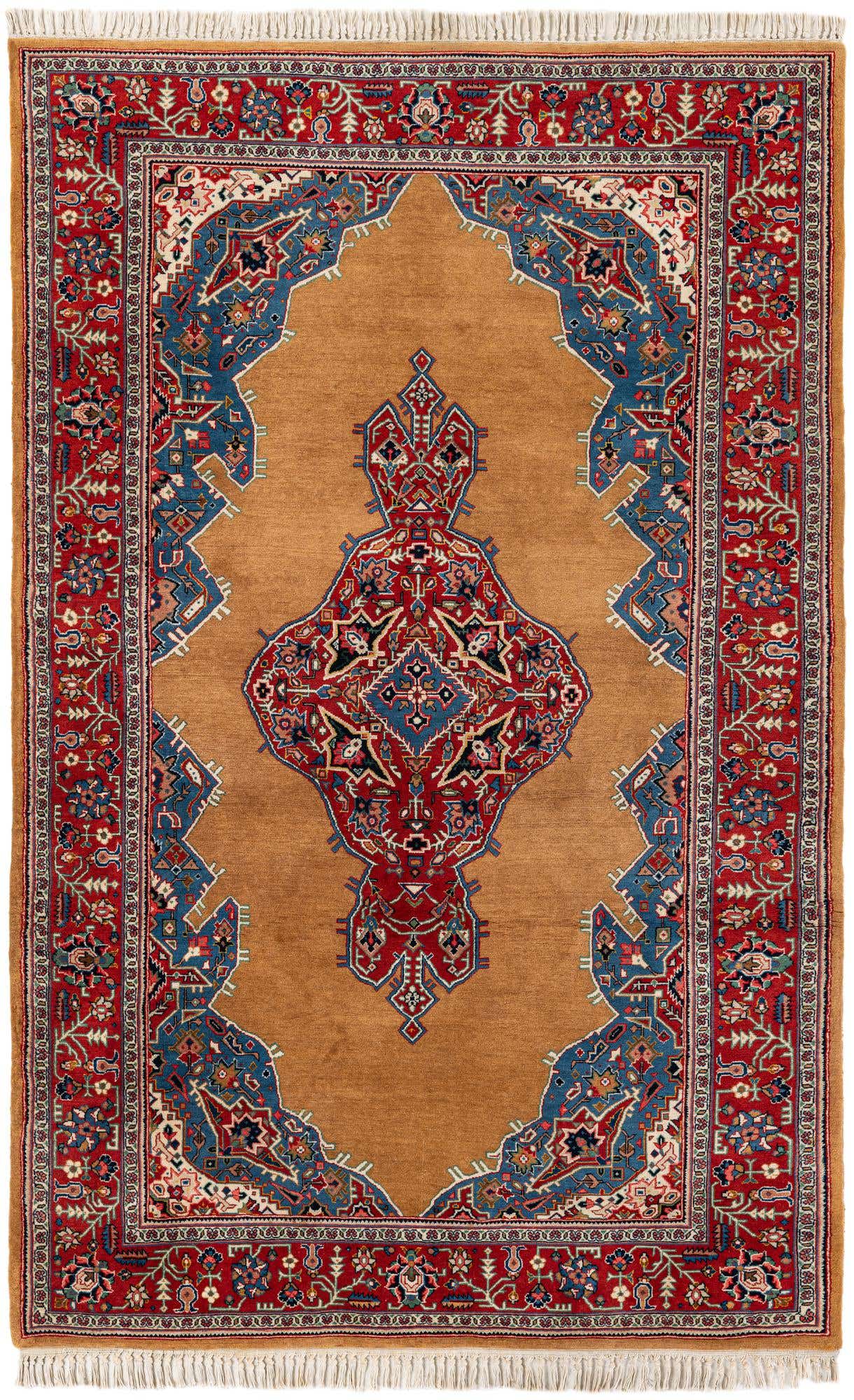 4' 3 x 6' 9 Hand Knotted Kashan Oriental Wool Rug