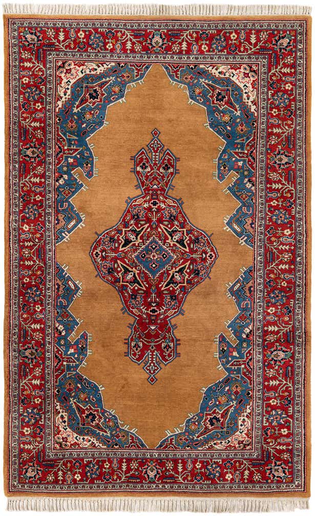4' 3 x 6' 9 Hand Knotted Kashan Oriental Wool Rug