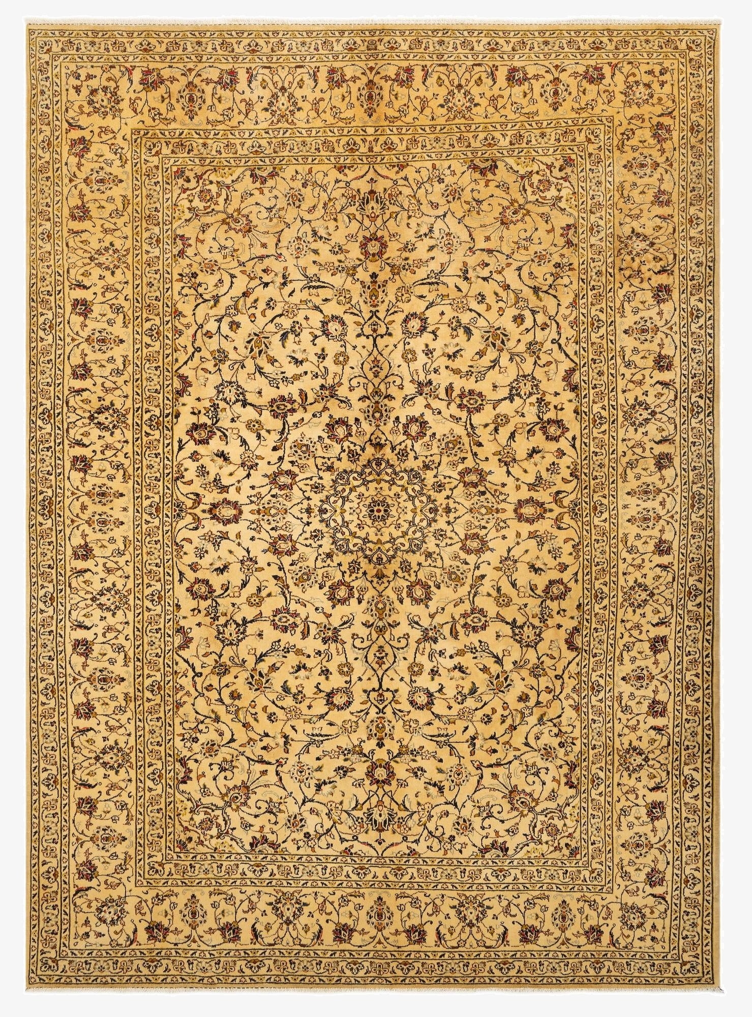 8' x 11' 2  Hand Knotted Kashan Persian Wool Rug