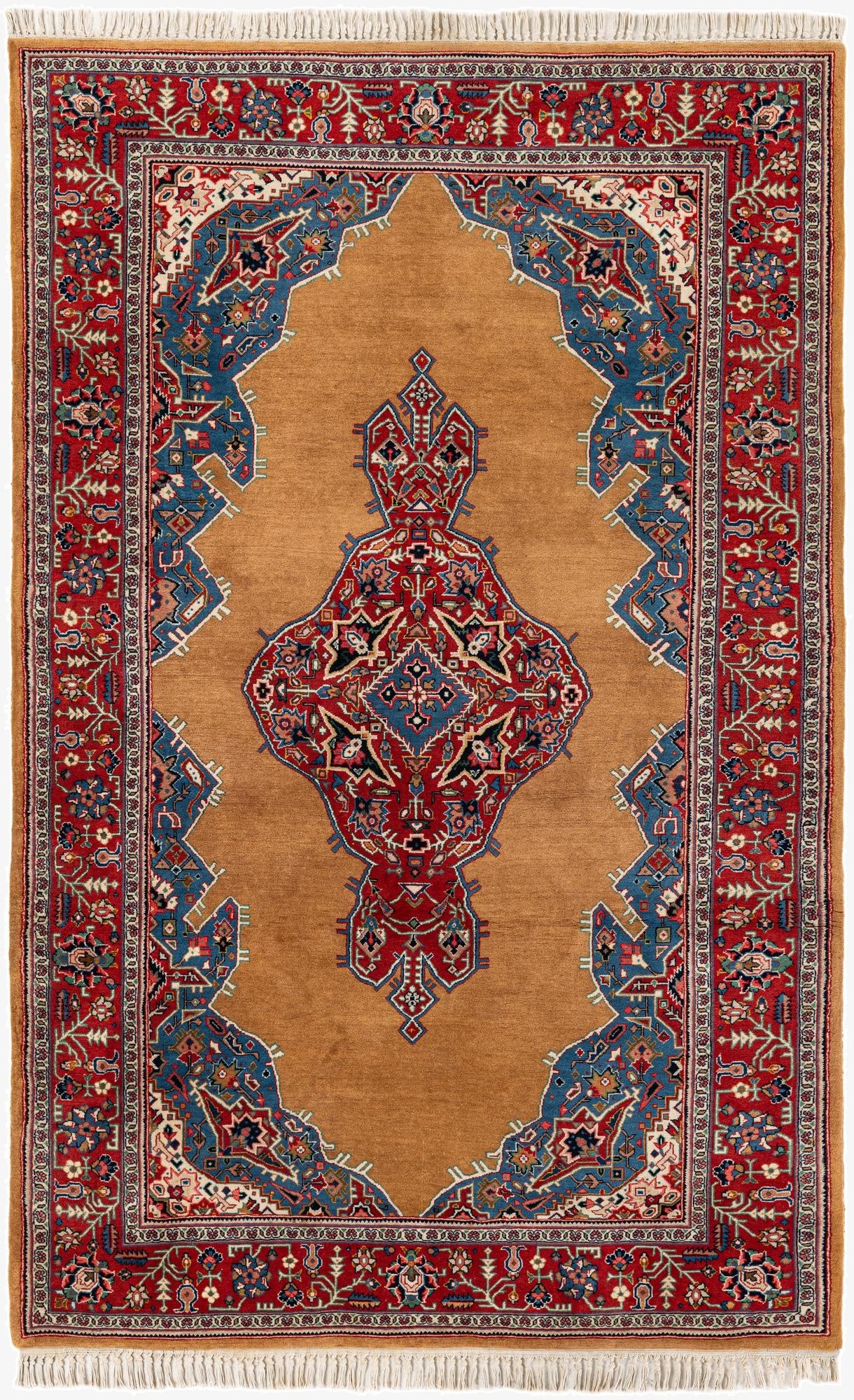 4' 3 x 6' 9  Hand Knotted Kashan Oriental Wool Rug