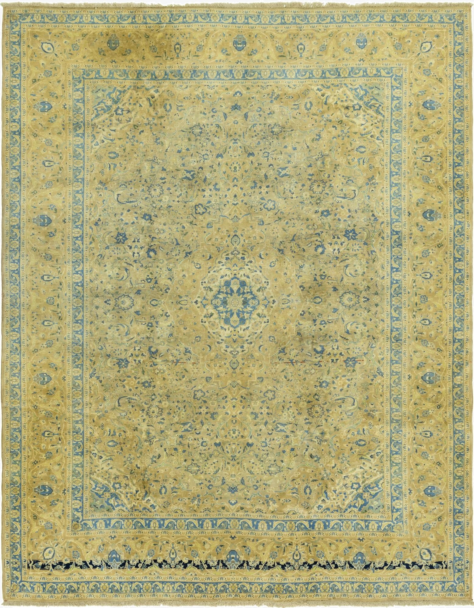 9' 9 x 12' 6  Hand Knotted Kashan Persian Wool Rug