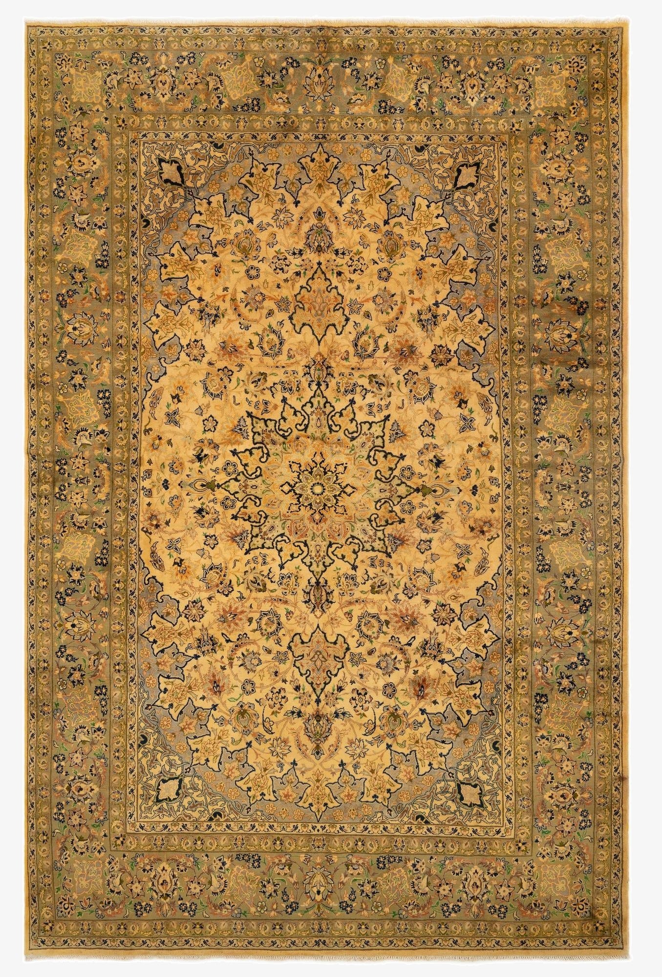 8' x 12' 4  Hand Knotted Kashan Persian Rug