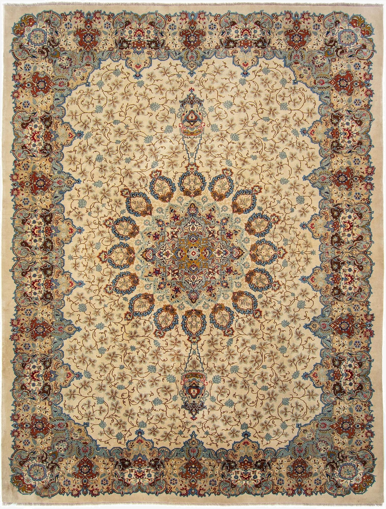 10' 8 x 13' 7  Hand Knotted Kashan Persian Wool Rug