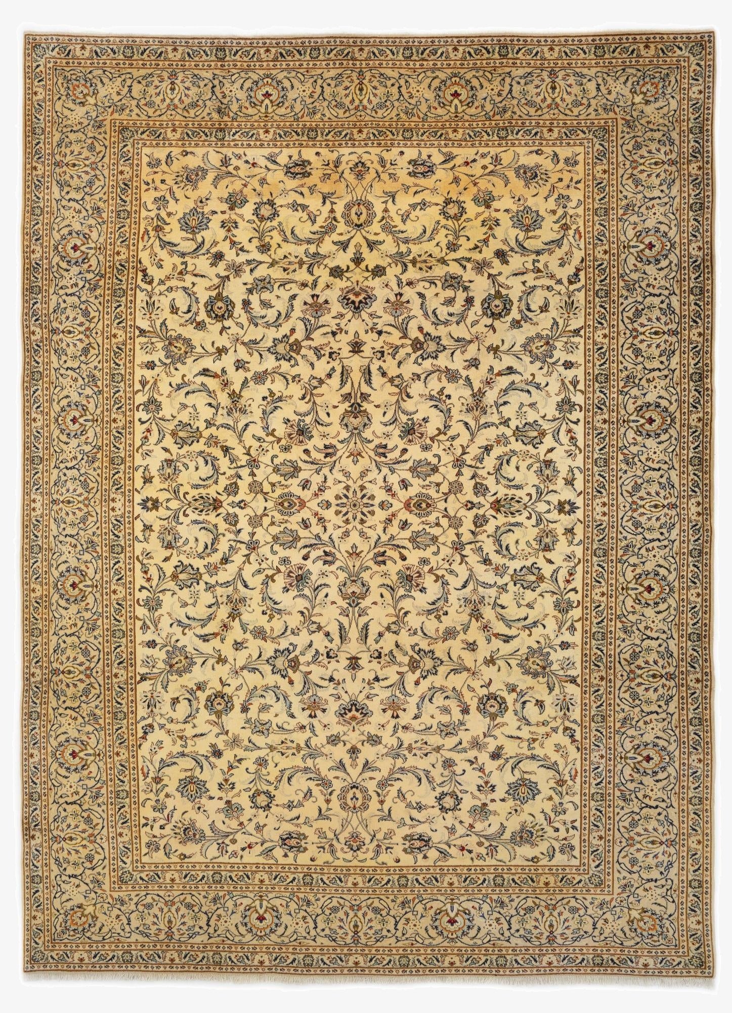 9' 9 x 13' 1  Hand Knotted Kashan Persian Wool Rug