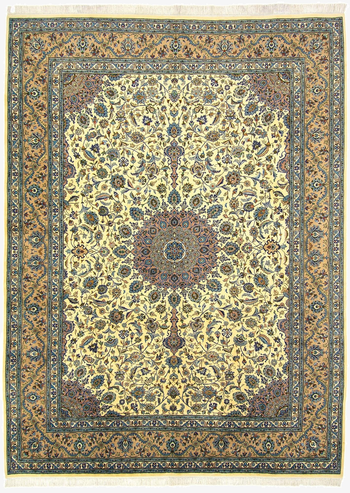9' 9 x 13' 3  Hand Knotted Kashan Persian Wool Rug