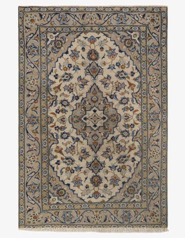 3' 3 x 4' 11 Hand Knotted Kashan Persian Wool Rug