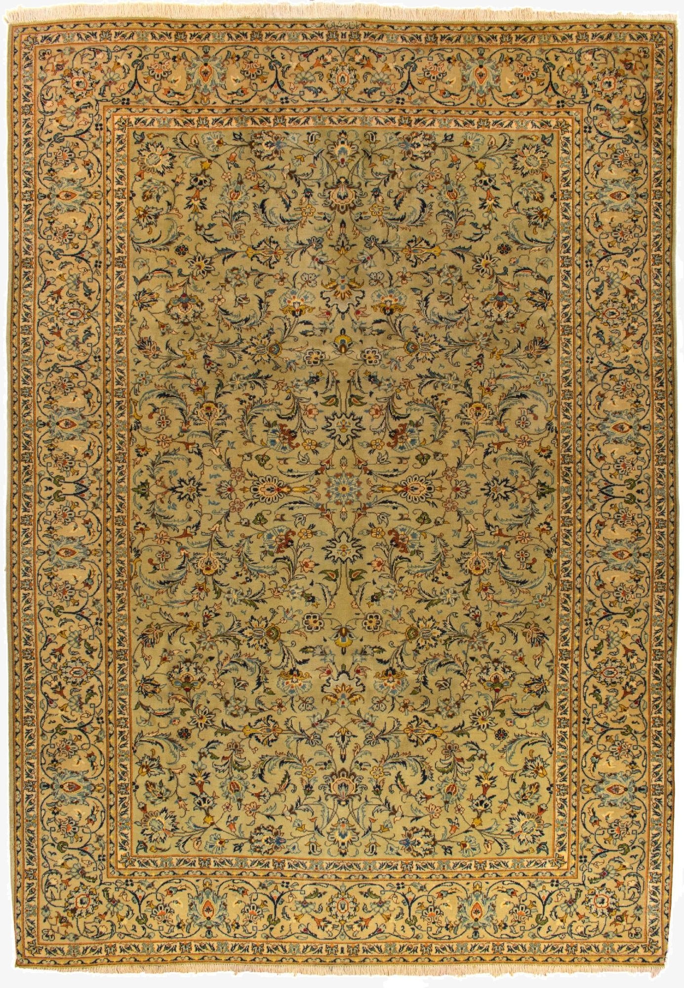7' 2 x 10' 3  Hand Knotted Kashan Persian Rug