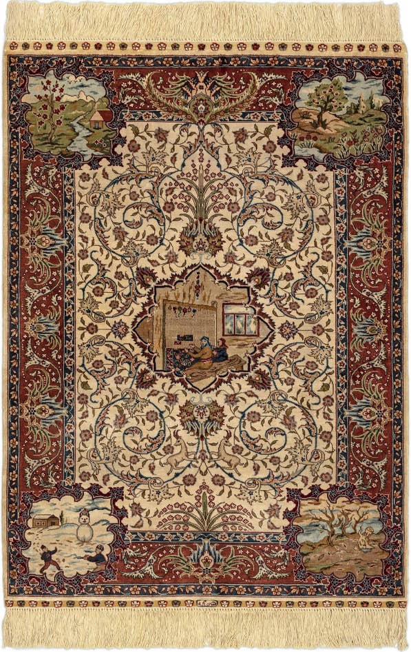 Detail image of 2' 1 x 3' Kayseri Silk Rug