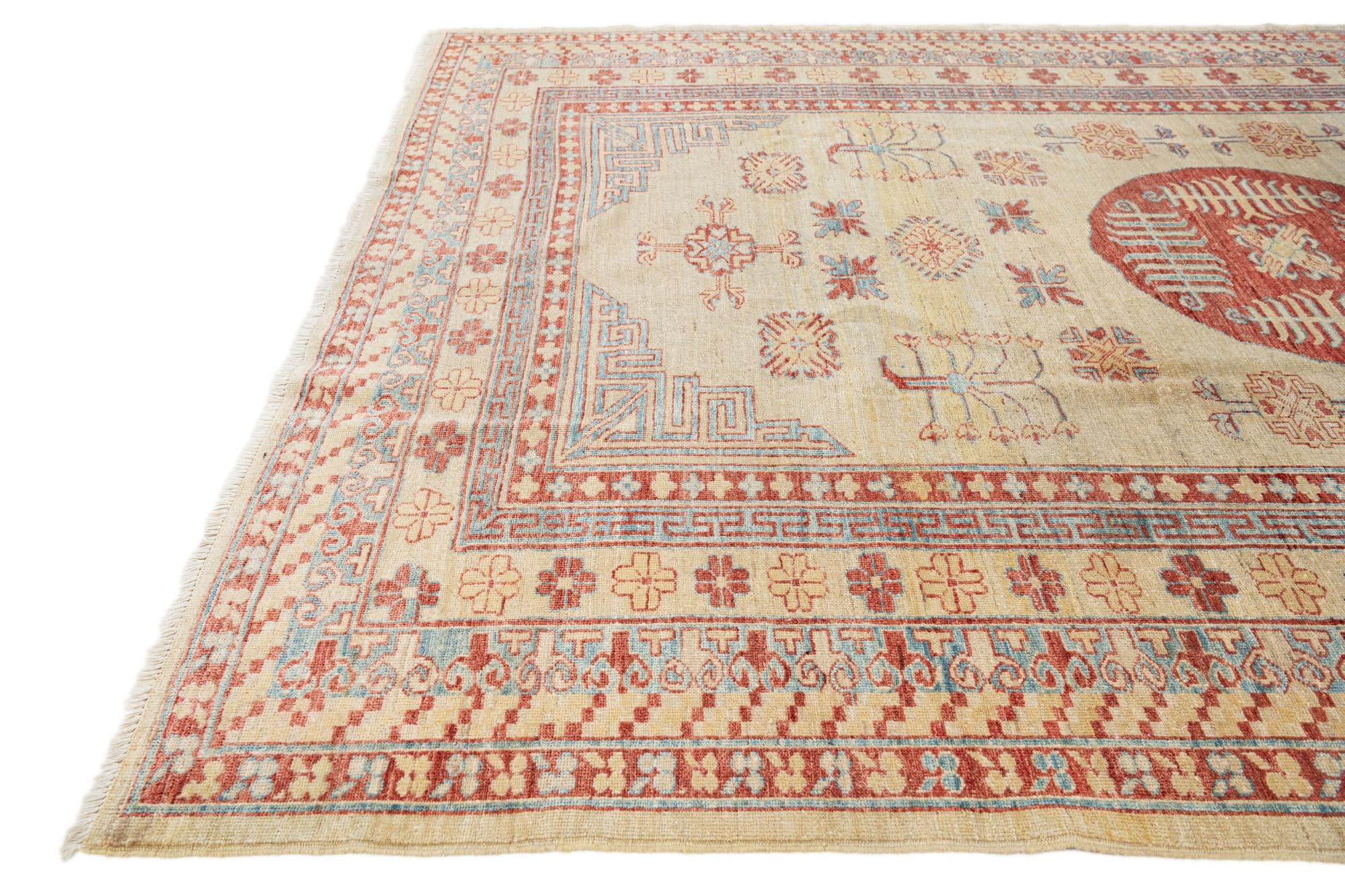 6' 6 x 9' 7 Hand Knotted Kazak Wool Rug
