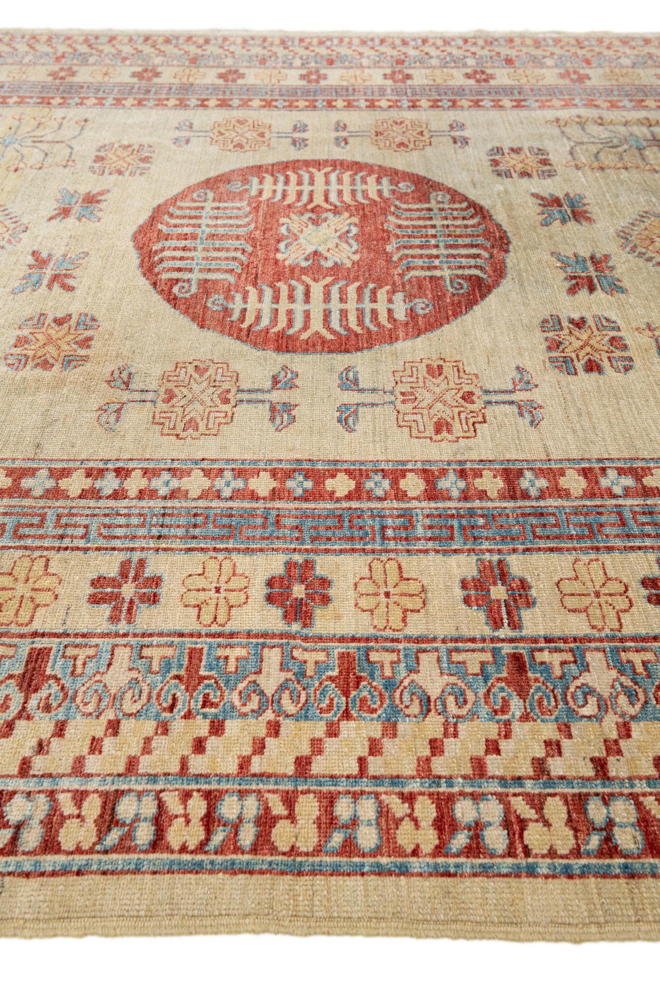 6' 6 x 9' 7 Hand Knotted Kazak Wool Rug