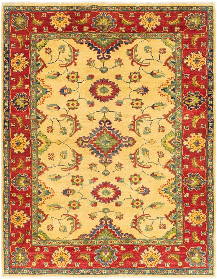 Detail image of 4' 2 x 5' 8 Hand Knotted Kazak Rug