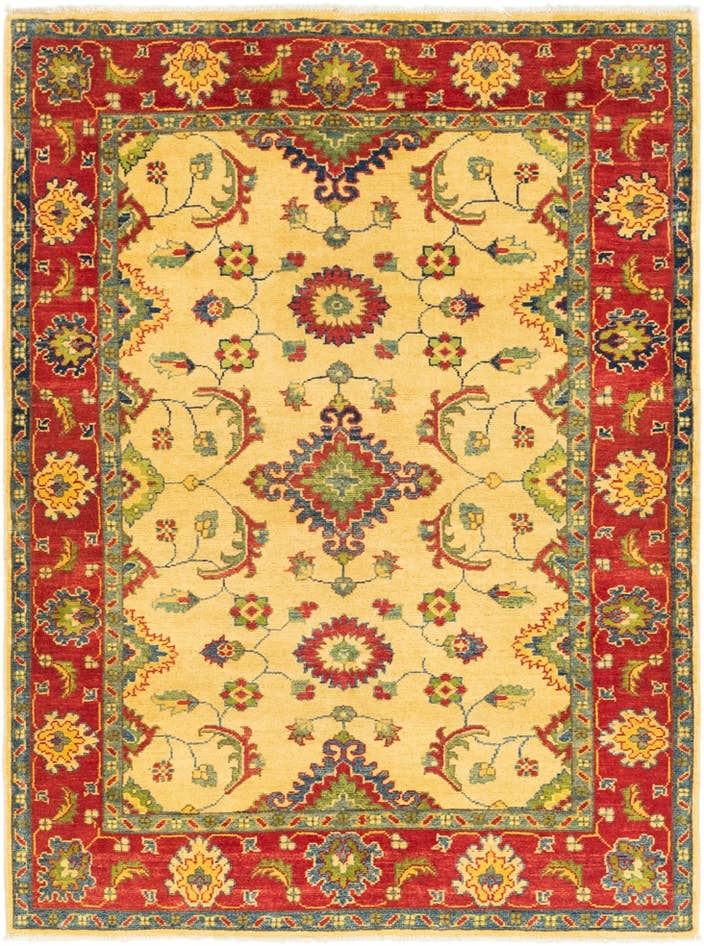 Detail image of 4' 2 x 5' 8 Hand Knotted Kazak Rug