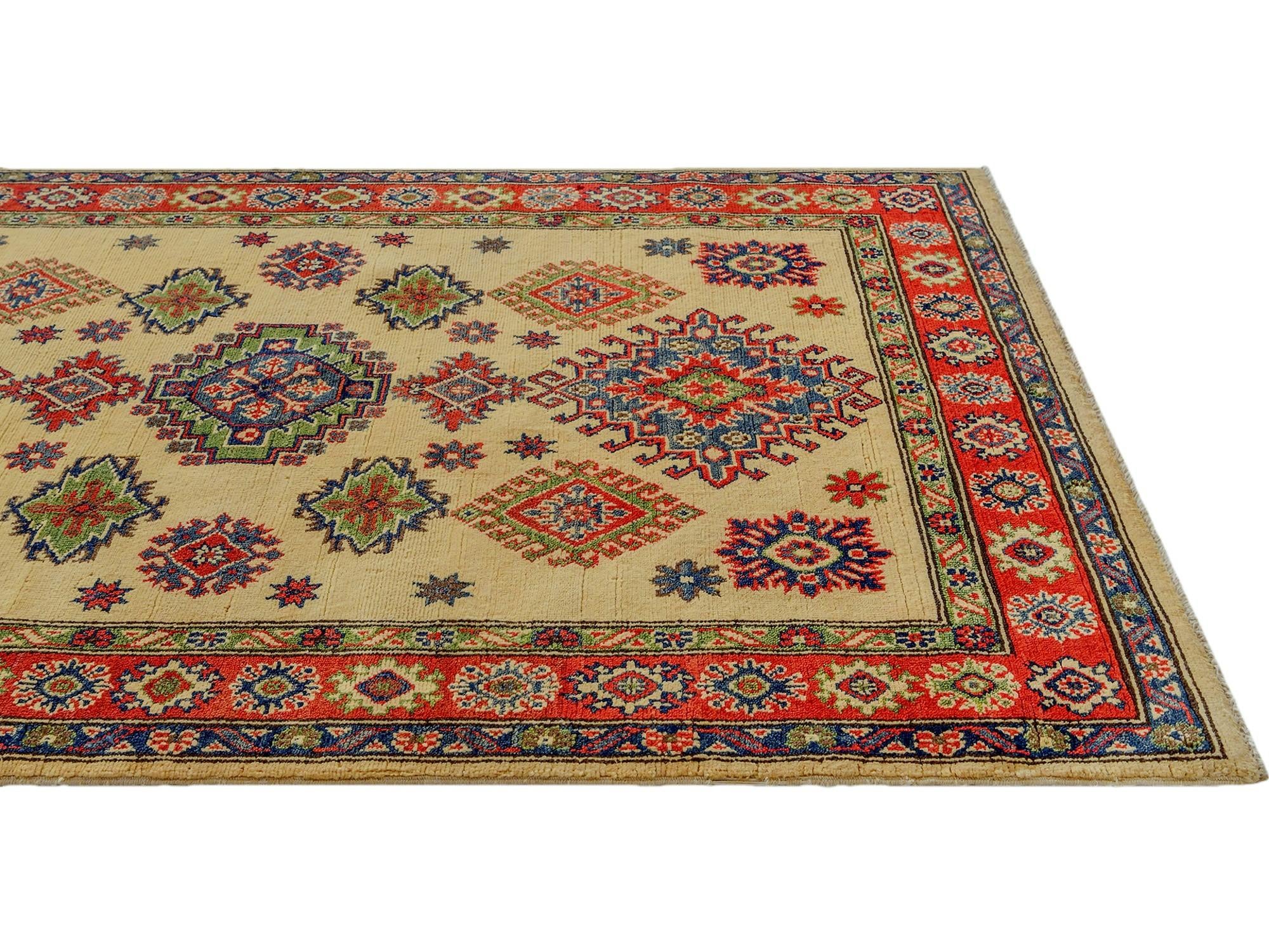 125cm x 190cm Handgeknoopt Kazak Vloerkleed