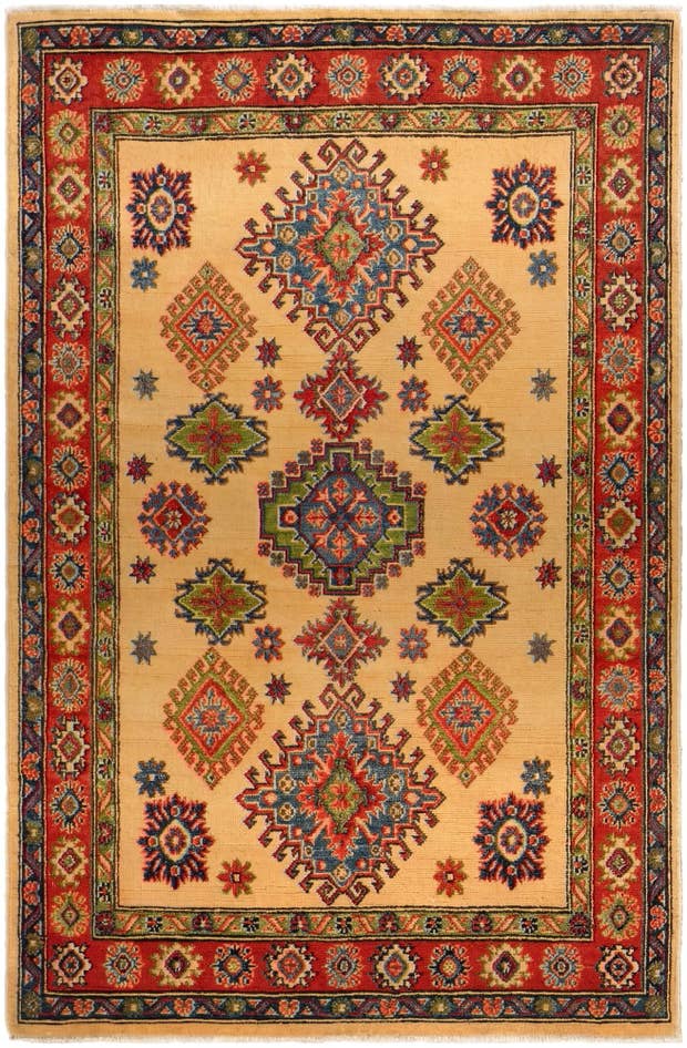 Detail image of 4' 1 x 6' 3 Hand Knotted Kazak Rug