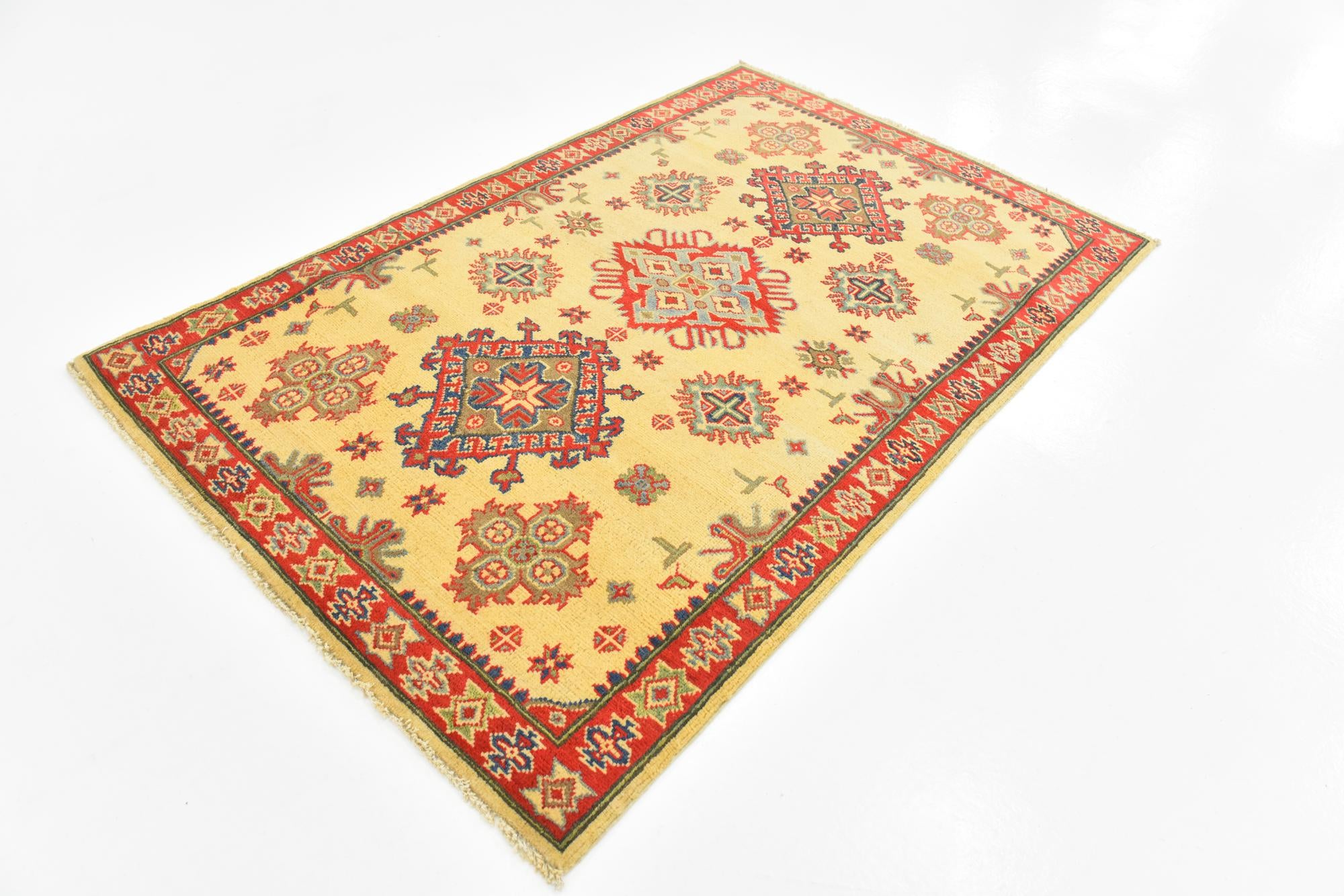 4' x 6' 2 Hand Knotted Kazak Rug