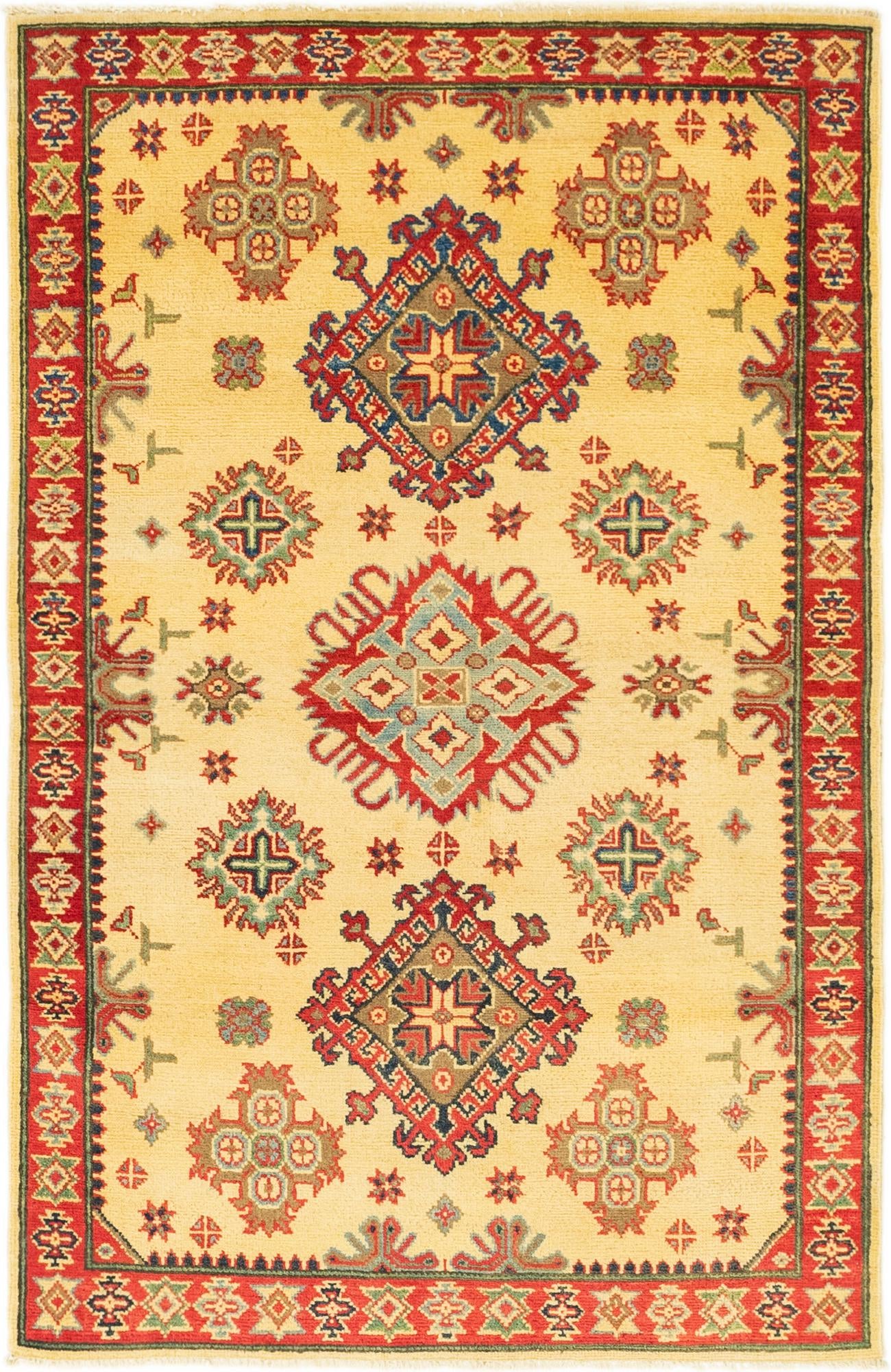 4' x 6' 2 Hand Knotted Kazak Rug