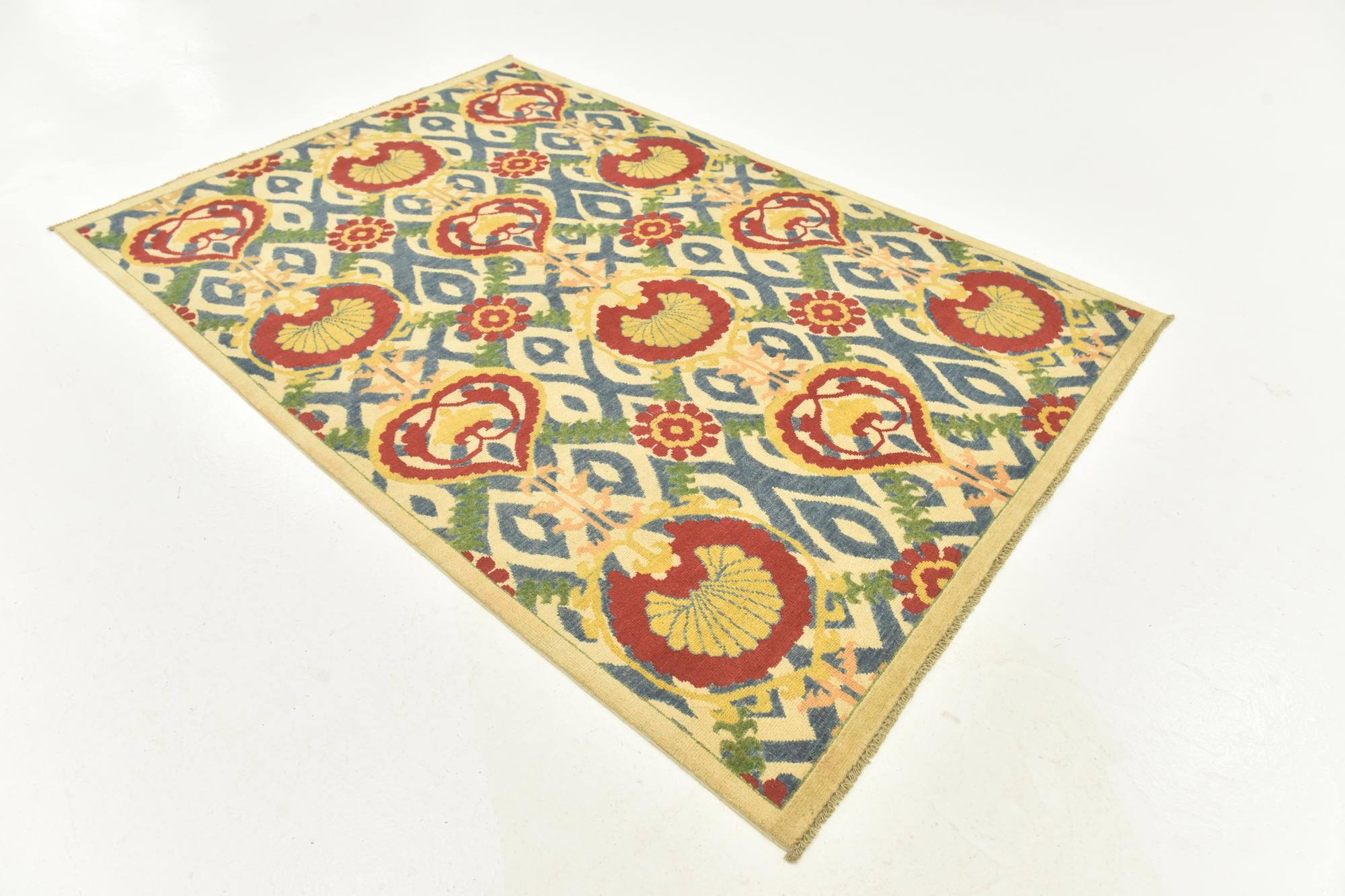 5' x 7' 4 Hand Knotted Kazak Rug