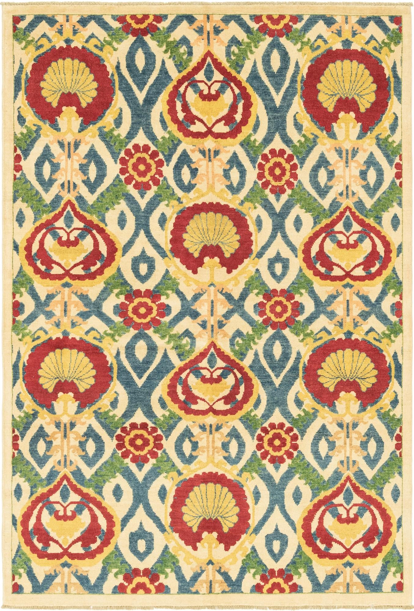 5' x 7' 4 Hand Knotted Kazak Rug