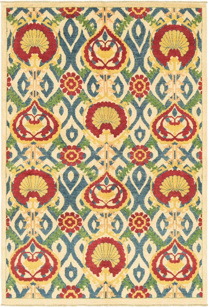 5' x 7' 4 Hand Knotted Kazak Rug