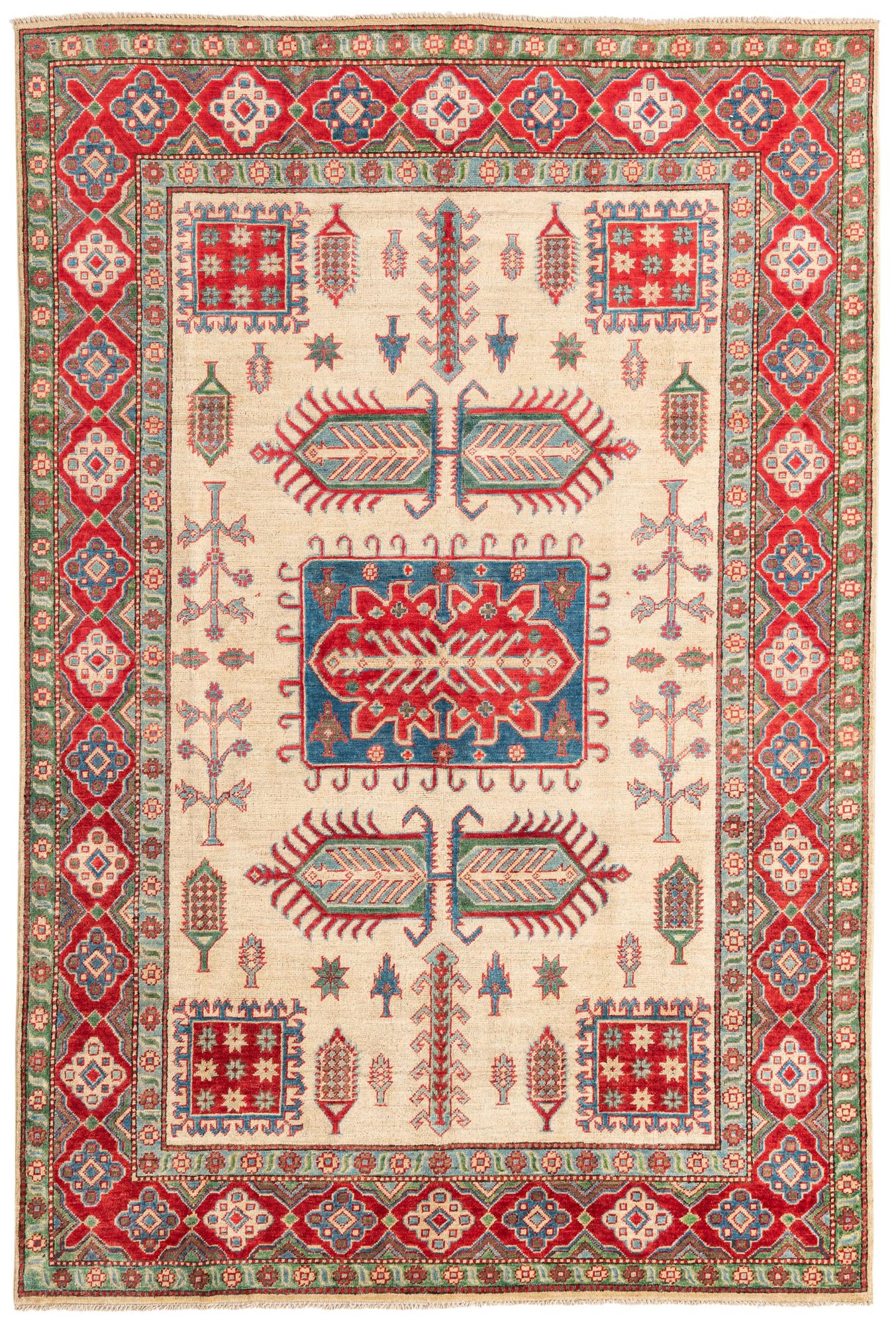 6' x 9' 1 Hand Knotted Kazak Rug