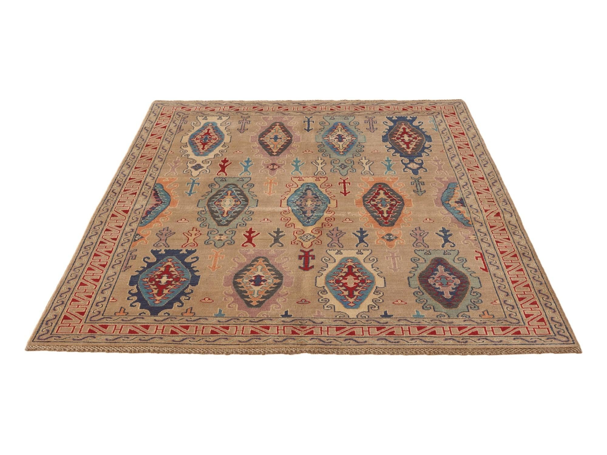 5' 6 x 7' 4 Hand Knotted Kazak Rug
