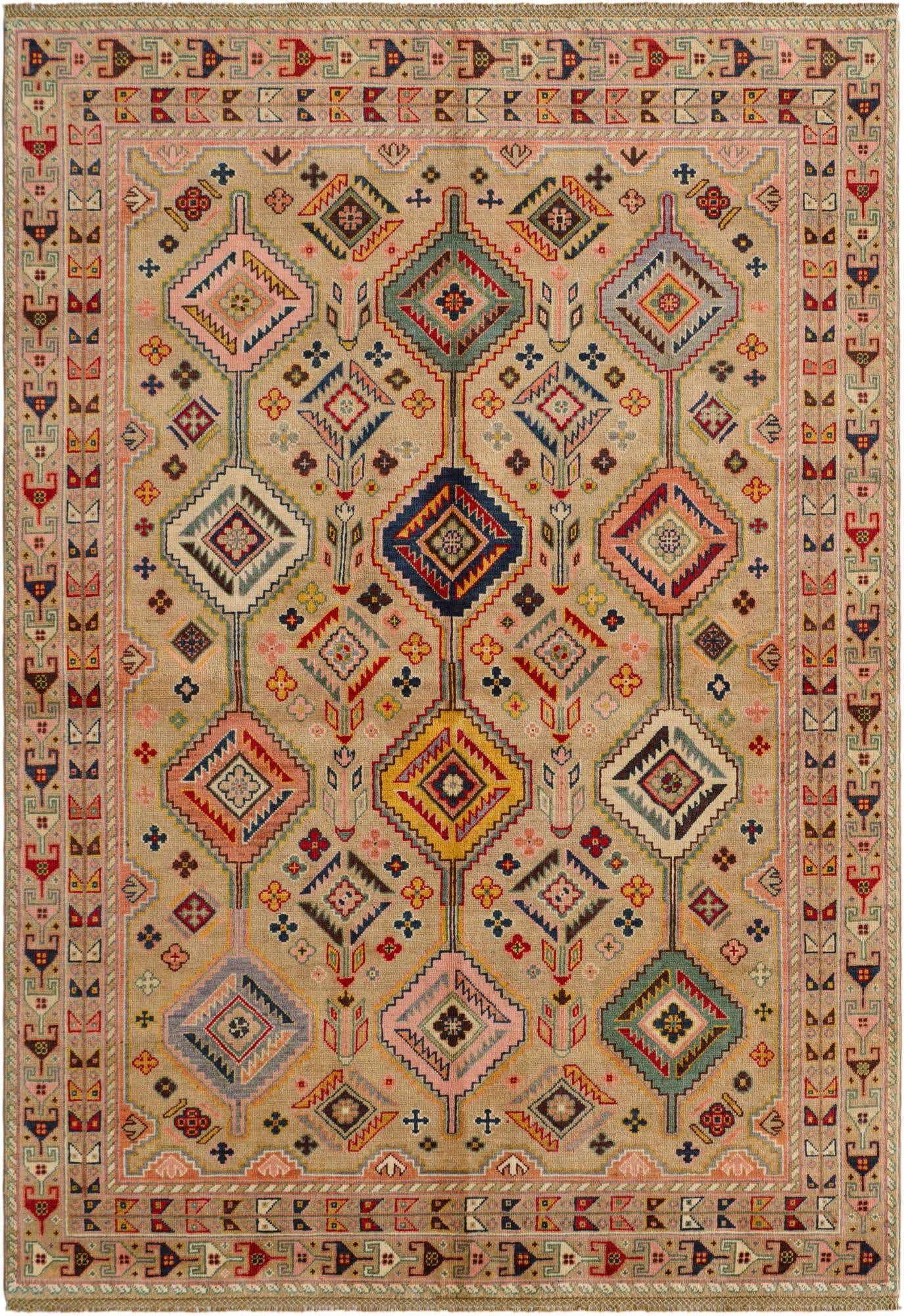 5' 8 x 8' Hand Knotted Kazak Rug