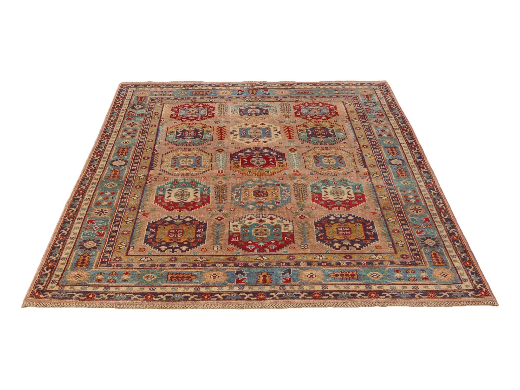 5' 7 x 7' 9 Hand Knotted Kazak Rug