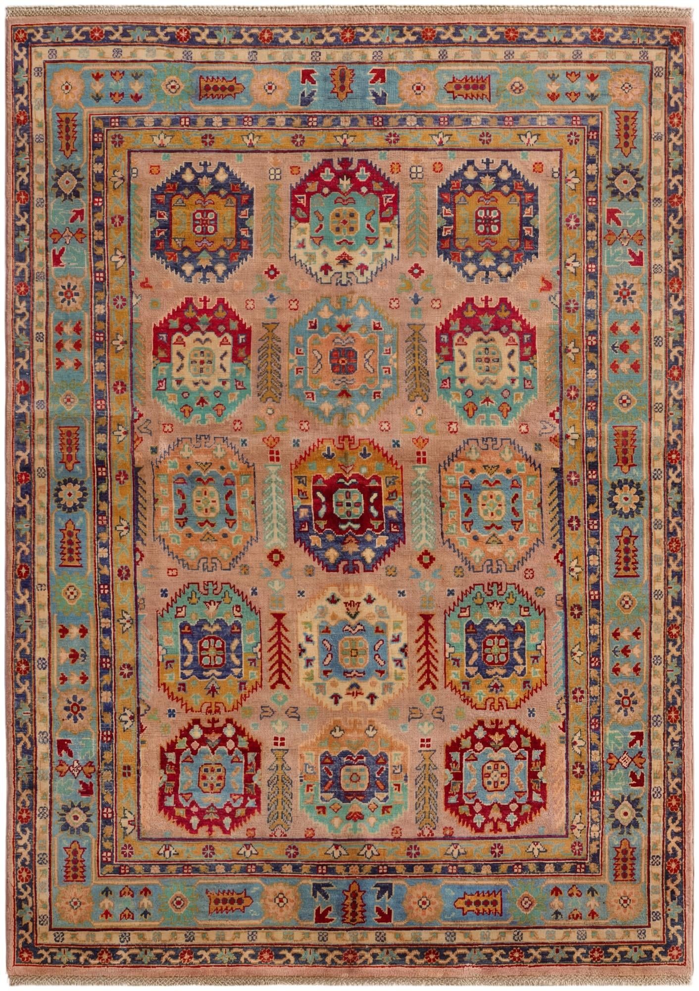 5' 7 x 7' 9 Hand Knotted Kazak Rug