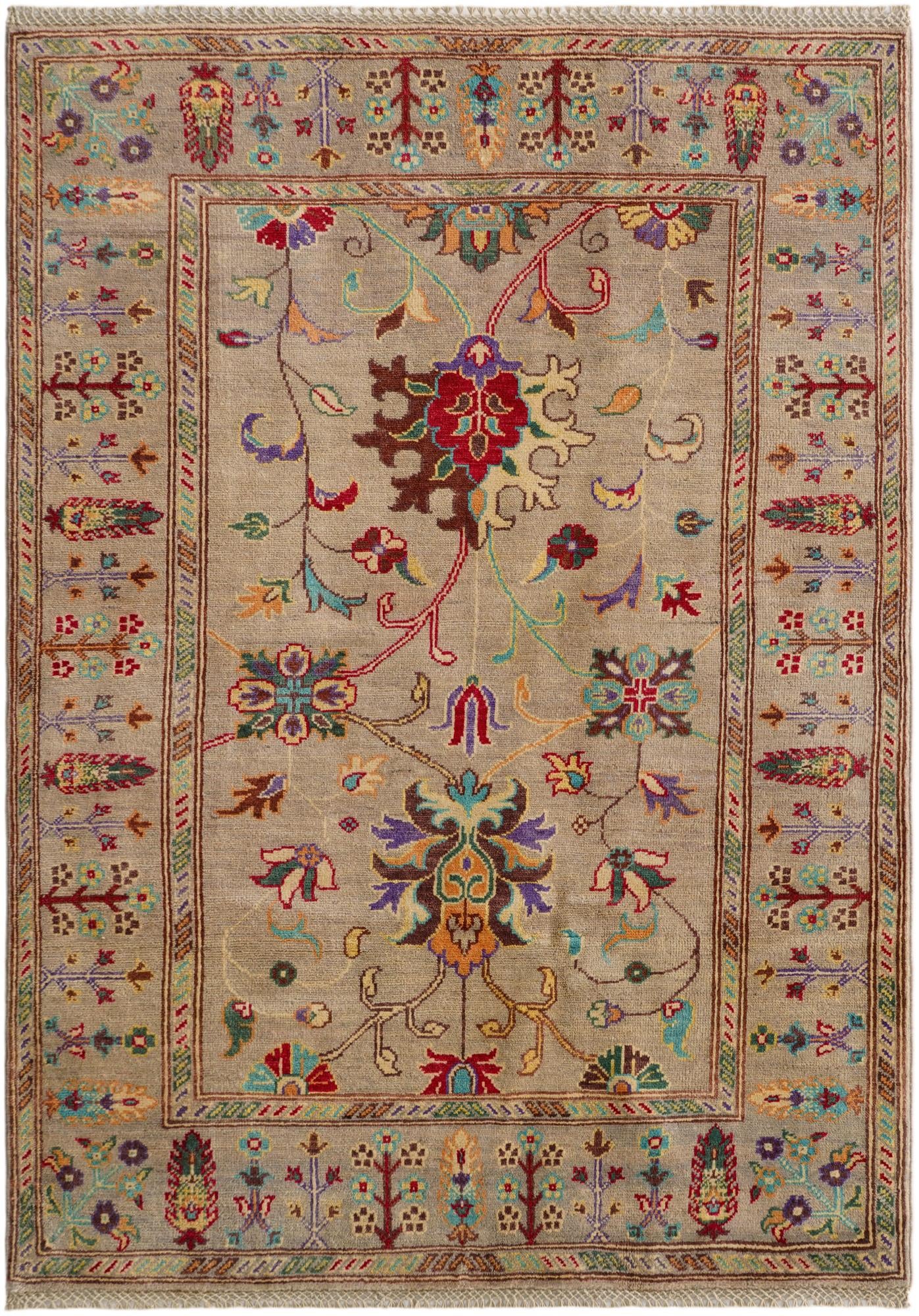 4' x 5' 7 Hand Knotted Kazak Rug