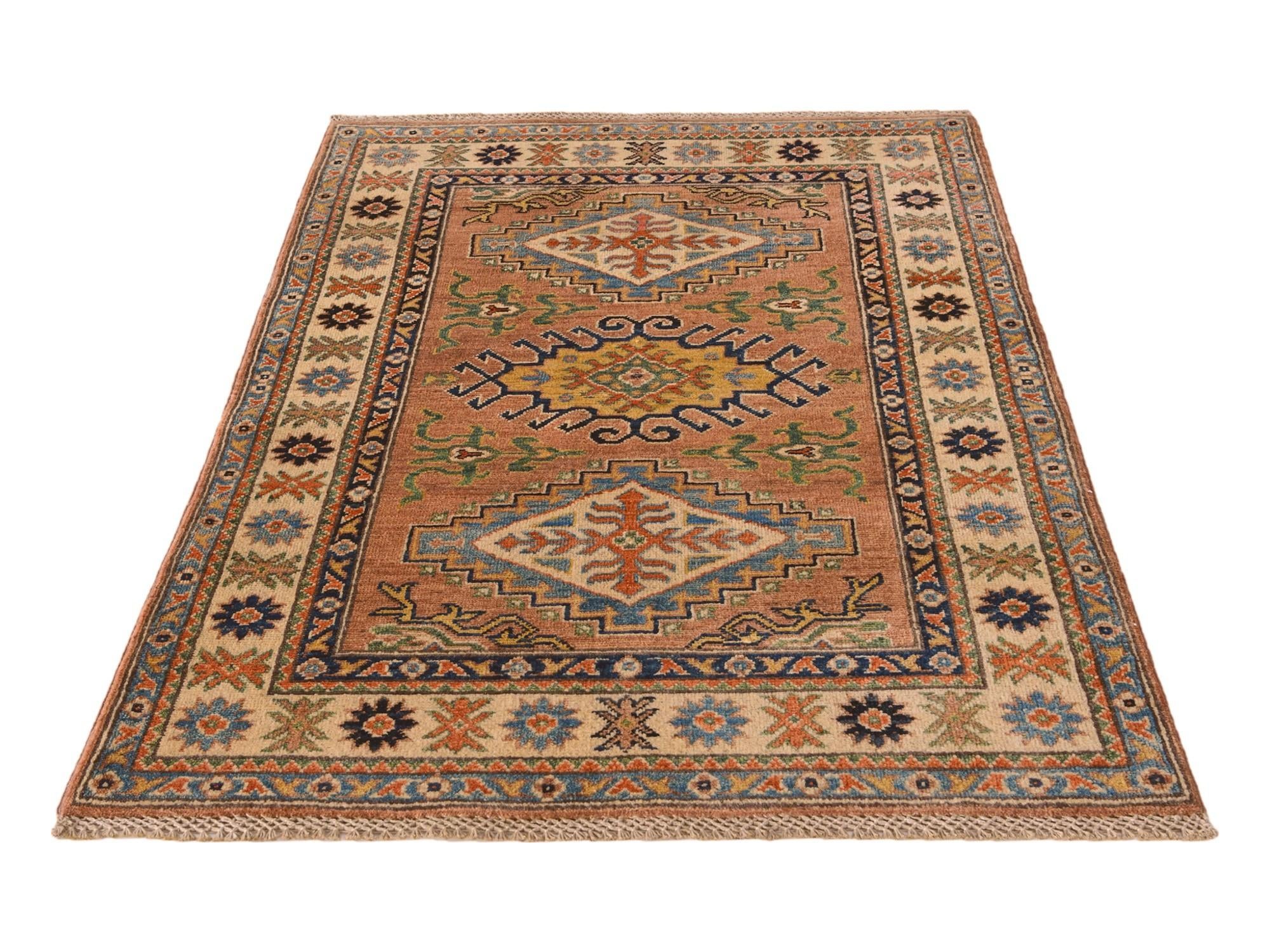 3' 2 x 4' 10 Hand Knotted Kazak Rug