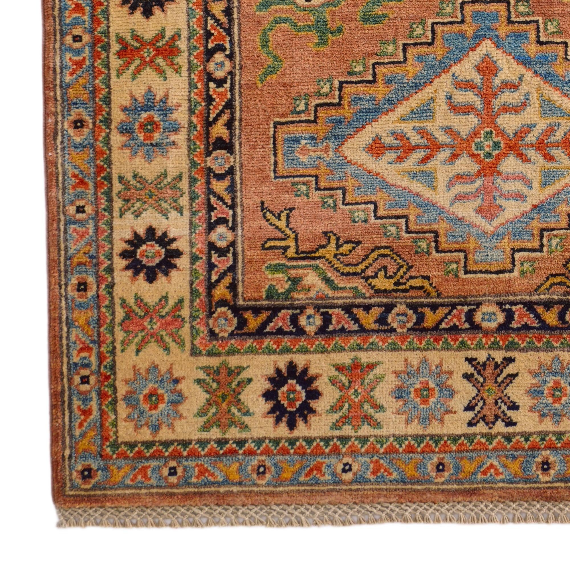 3' 2 x 4' 10 Hand Knotted Kazak Rug