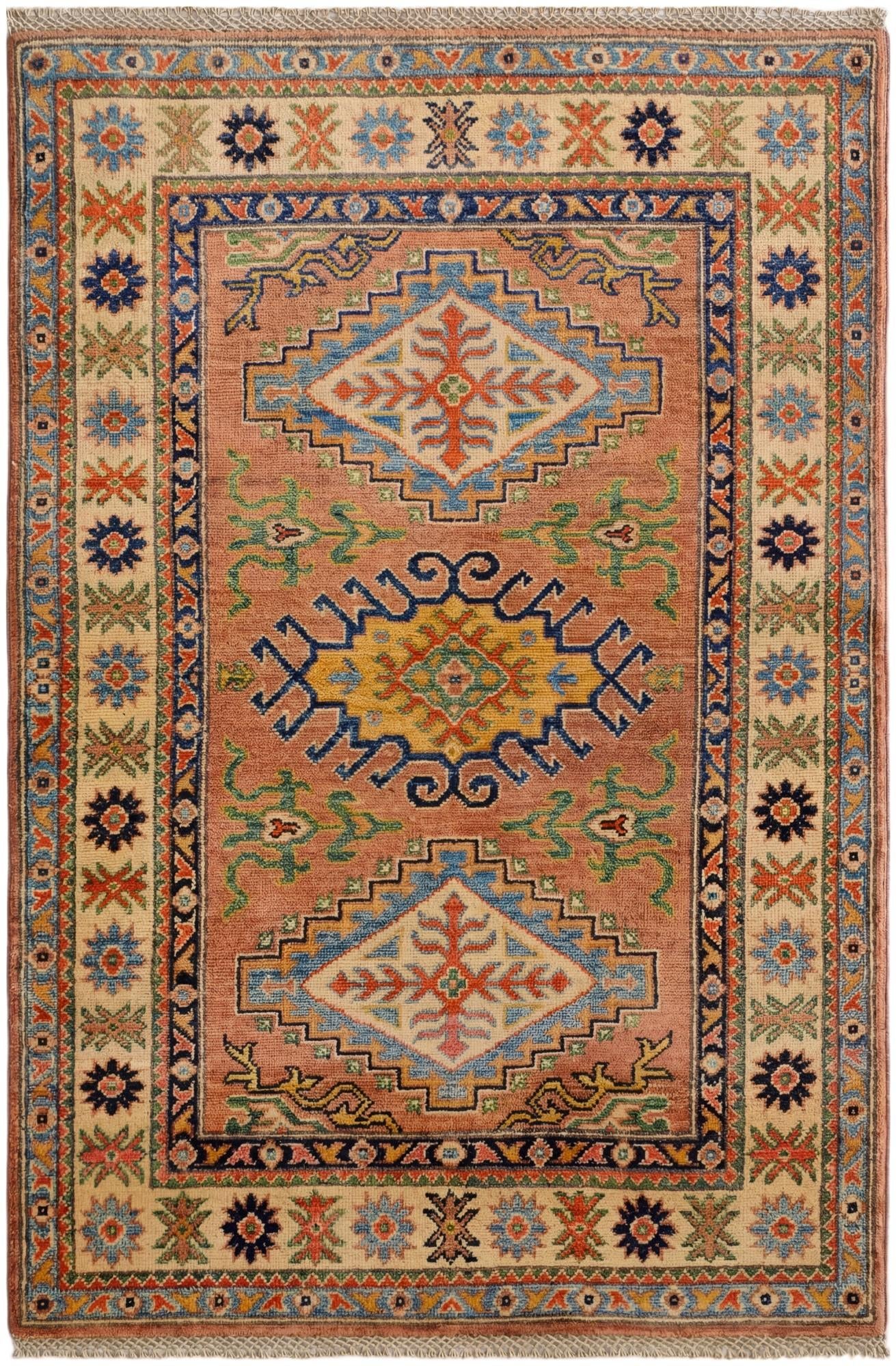 3' 2 x 4' 10 Hand Knotted Kazak Rug
