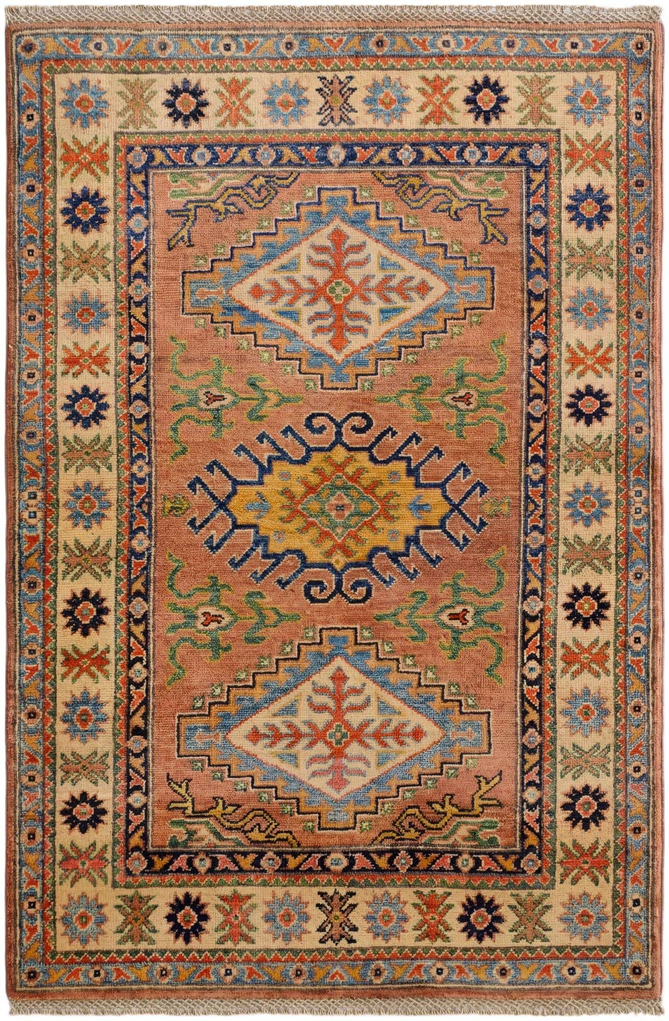 3' 2 x 4' 10 Hand Knotted Kazak Rug