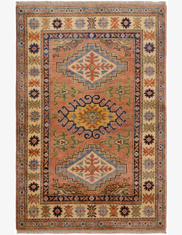 3' 2 x 4' 10 Hand Knotted Kazak Rug