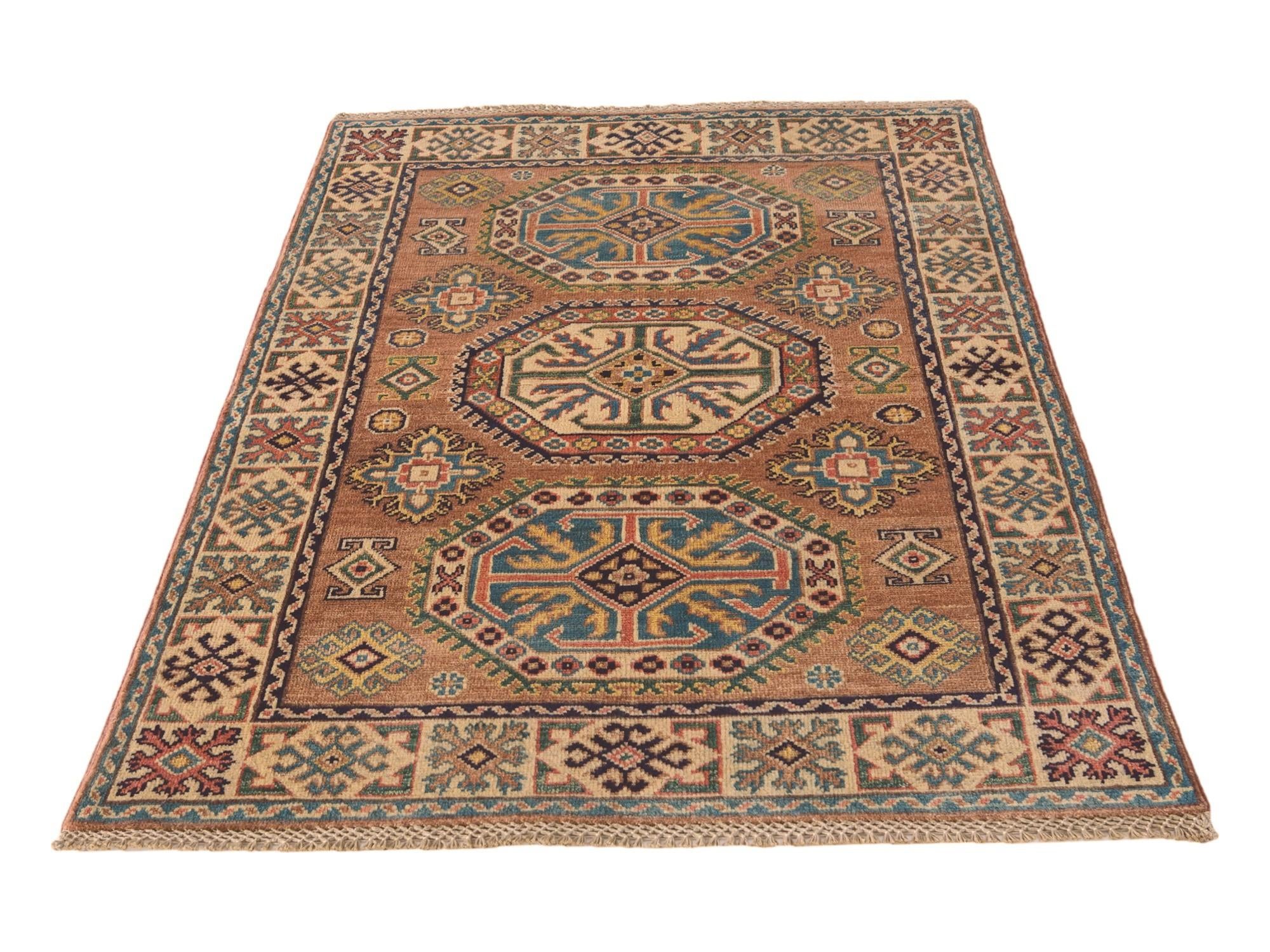 3' 2 x 4' 10 Hand Knotted Kazak Rug